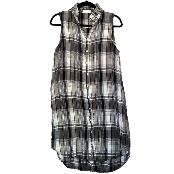 CP Shades Striped Button Down Sleeveless Tunic Dress - Picture 1 of 9